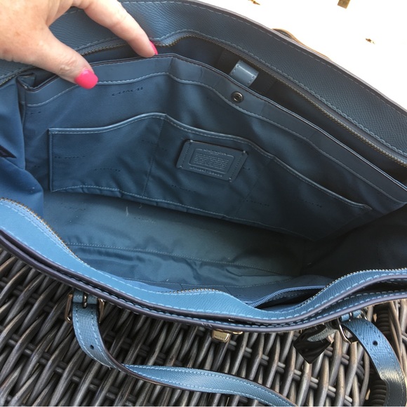 Authentic Blue Coach Zip Top Tote - EUC - Picture 11 of 14